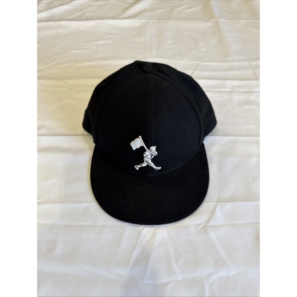 Baseballism Mens Flagman Snapback Hat Cap Black with White Embroidered Logo
